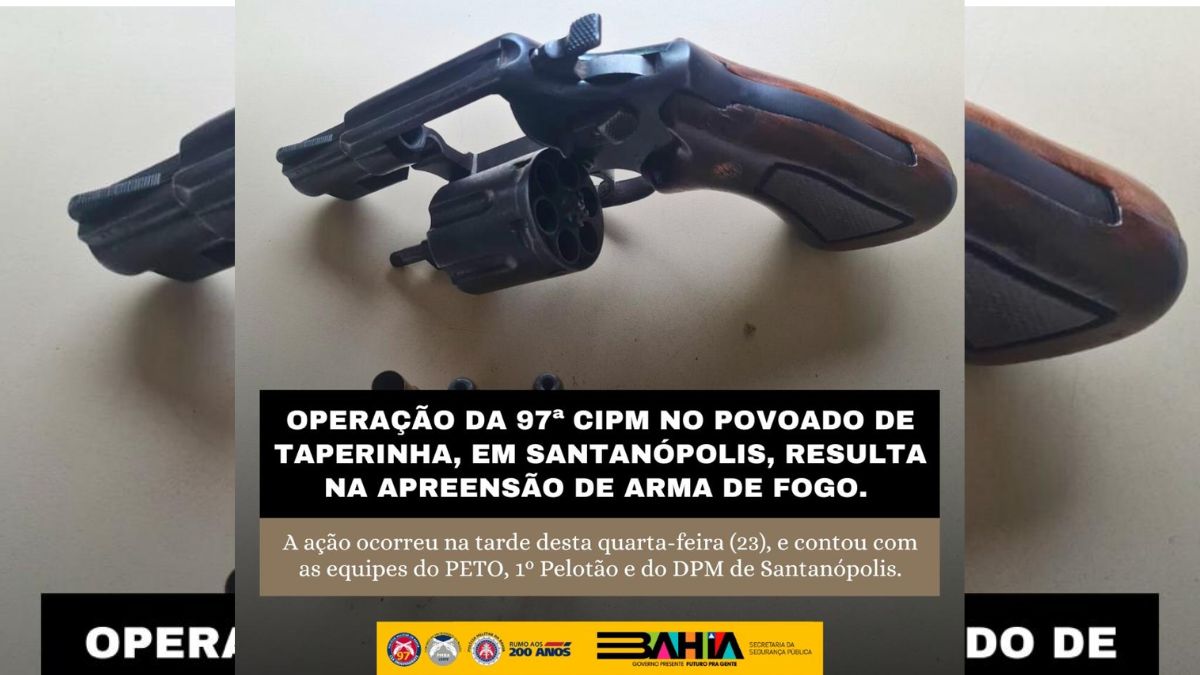 Operação da 97ª CIPM no Povoado de Taperinha, em Santanópolis, Resulta na Apreensão de Arma de Fogo.  