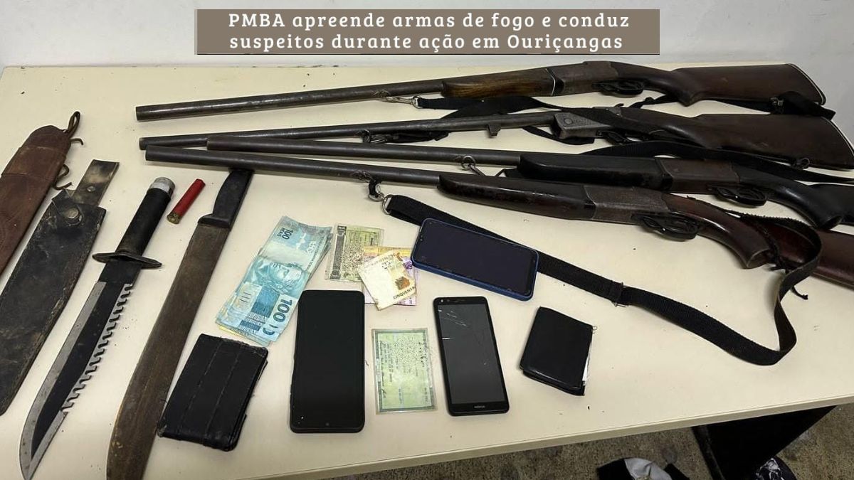 Policiais da 97ª CIPM apreende armas de fogo e conduz suspeitos durante ação em Ouriçangas  