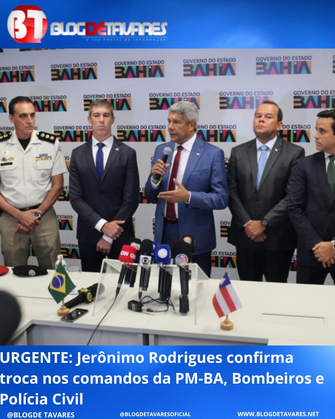  URGENTE: Jerônimo Rodrigues confirma troca nos comandos da PM-BA, Bombeiros e Polícia Civil 