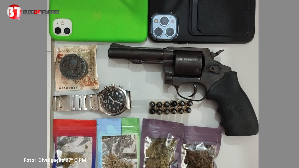 Berimbau: Dois homens flagrados em posse de arma de fogo e droga; foram conduzidos a DT