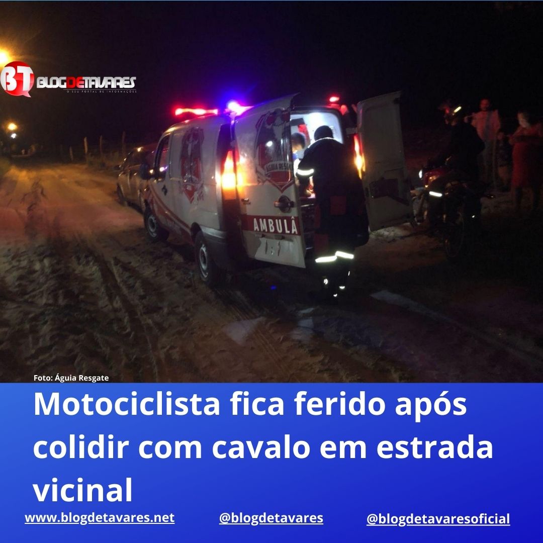  Motociclista fica ferido após colidir com cavalo em estrada vicinal