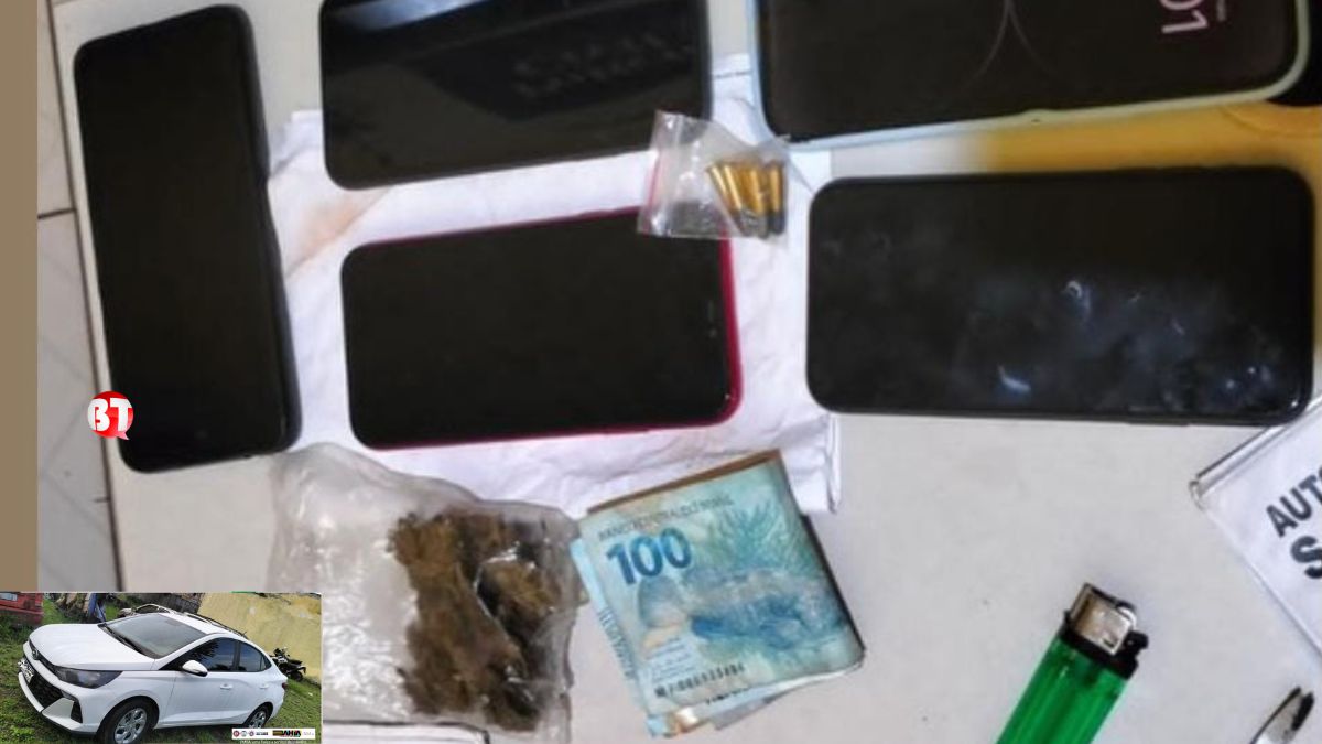 Dupla é interceptada com drogas, munições e celulares em Amélia Rodrigues A guarnição da 97ª CIPM foi acionada por populares, que relataram a presença de dois indivíduos a bordo de um veículo HB20, semelhante ao utilizado em assaltos na cidade de Amélia Rodrigues. A situação iniciou-se no Bairro 115, no dia 08 de maio de 2025, com o emprego da viatura Irará 9715. Os suspeitos tentaram fugir ao perceberem a aproximação policial, mas foram interceptados na saída da cidade. Na interceptação, foram encontrados: 05 (cinco) munições calibre .22, 12 (doze) gramas de substância análoga à maconha, 05 (cinco) aparelhos celulares da marca iPhone, 01 (um) aparelho celular Motorola e 03 (três) caixas contendo diversos cosméticos de origem não informada. Diante dos fatos, os indivíduos e todo o material apreendido foram apresentados na Delegacia Territorial de Santo Amaro para as medidas cabíveis.