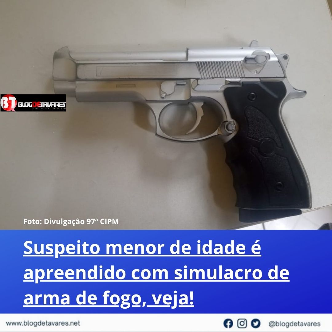 Suspeito menor de idade é apreendido com simulacro de arma de fogo, veja!