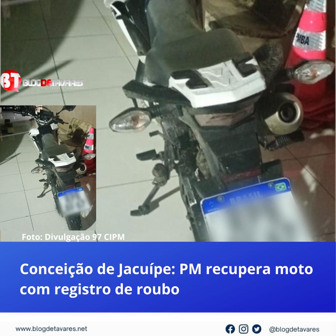 Conceição de Jacuípe: PM recupera motocicleta com registro de roubo