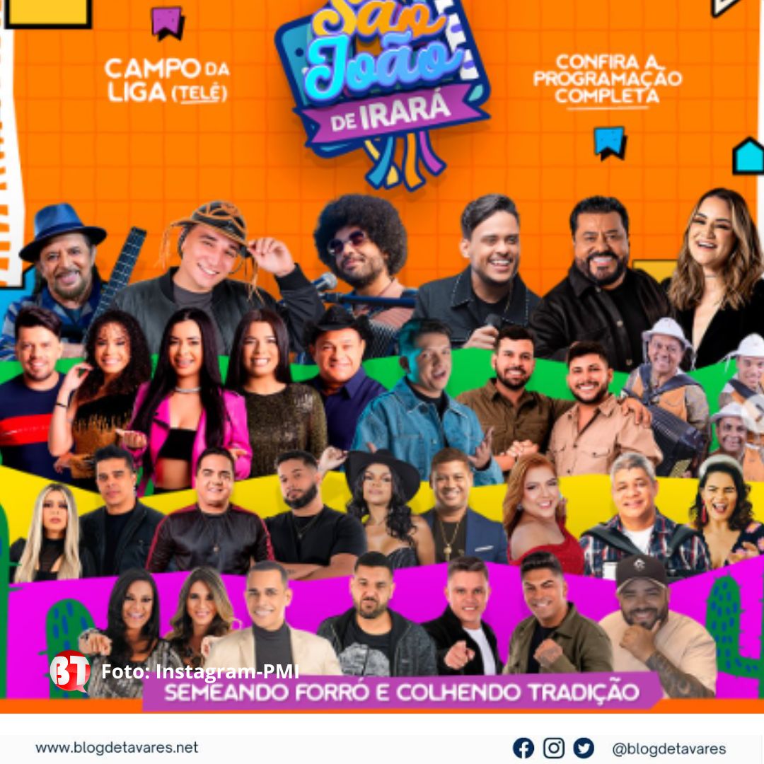 Começa nesta quinta-feira (19) os Festejos Juninos em Irará com Arrasyão do Rural Elétrica e Festival de Quadrilha Junina; Veja a programação!