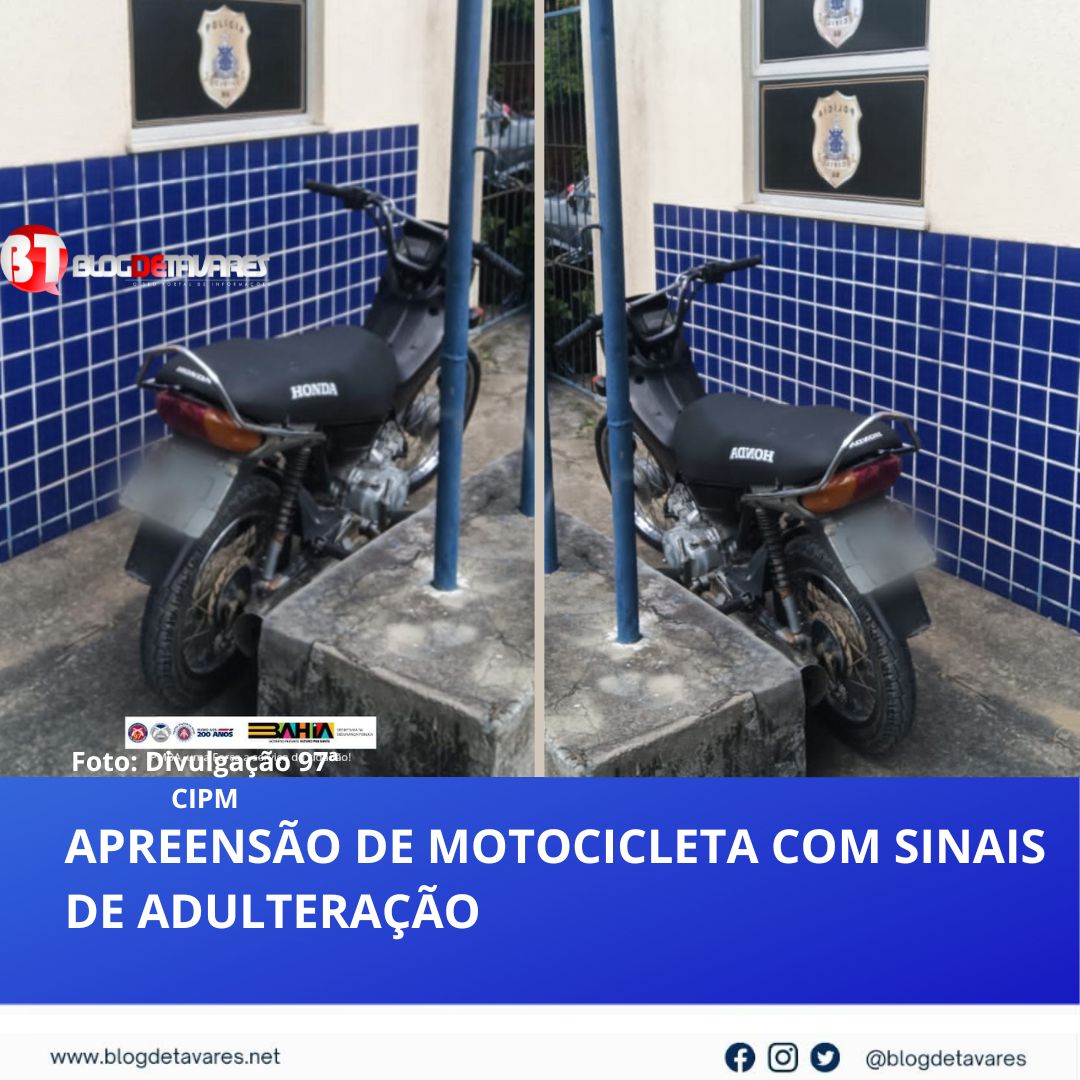 APREENSÃO DE MOTOCICLETA COM SINAIS DE ADULTERAÇÃO  
