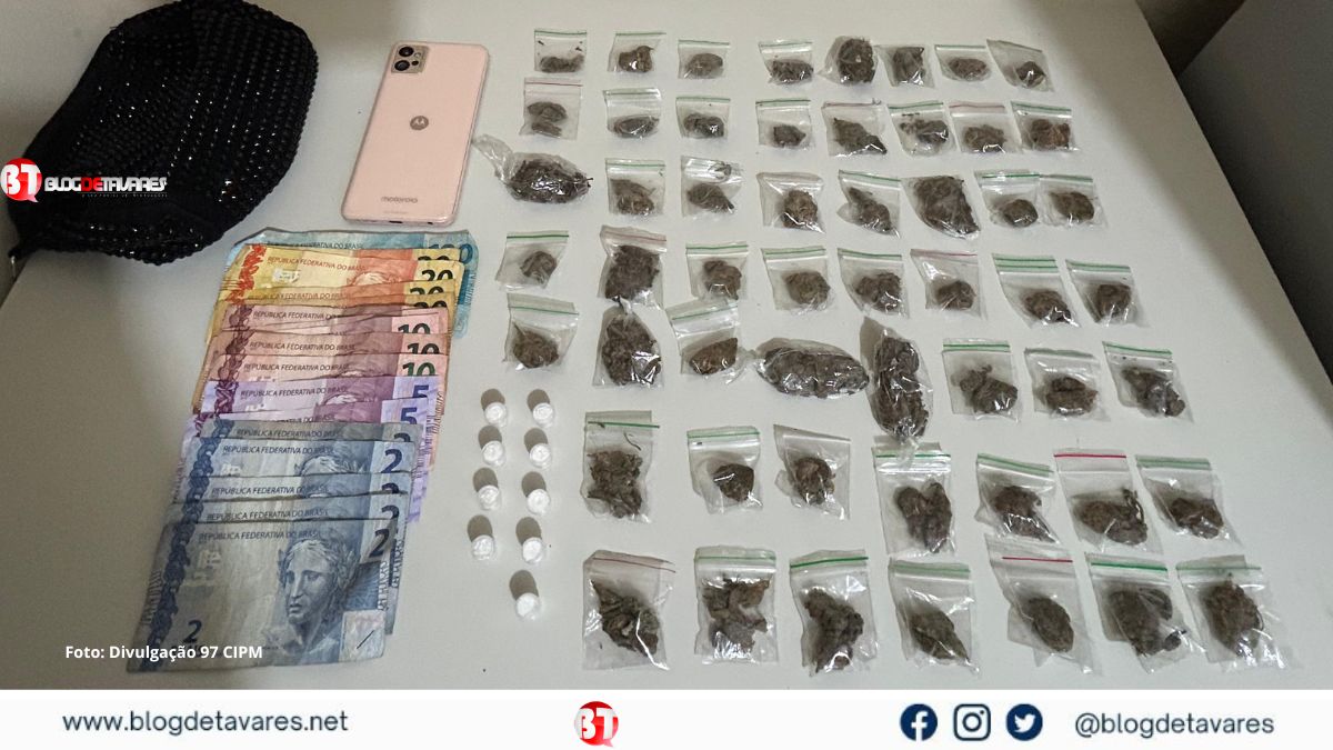 Irará: Garota de 19 anos é presa com grande quantidade de maconha e cocaína