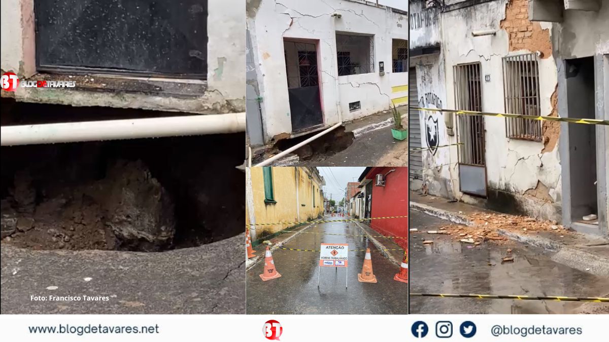 Rede da Embasa estoura abre cratera no Beco do antigo Quartel, solapa e atinge várias casas e deixa famílias desalojadas em Irará