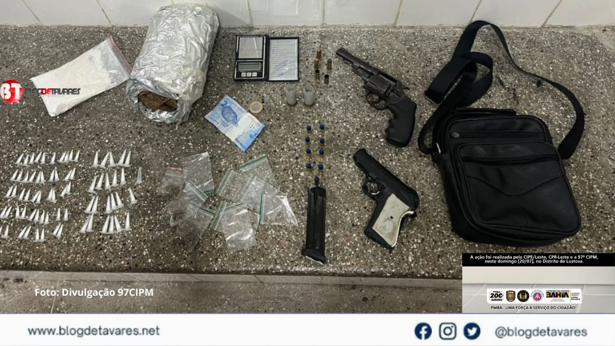 Drogas, e munições apreendidas pela PM após troca de tiros em Lustosa