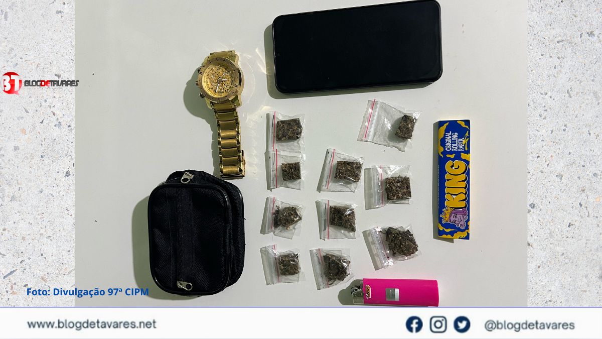 Homem suspeito de tráfico de drogas é flagrado com maconha por policiais da 97 CIPM