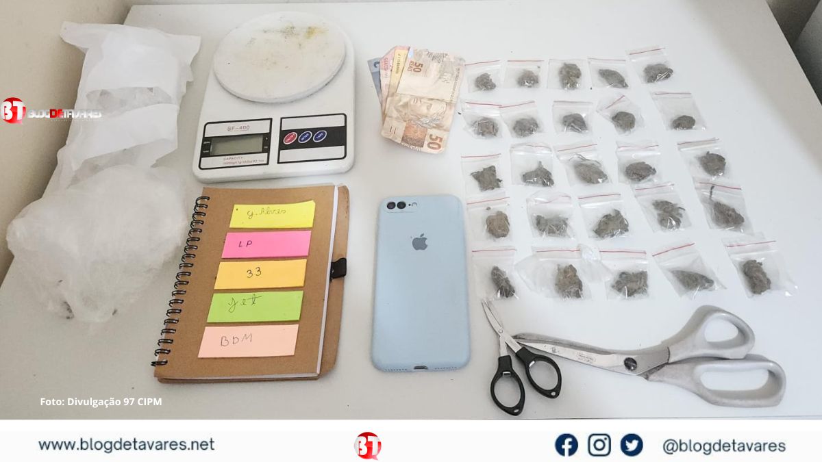 Ação do PETO da 97ª CIPM resulta em apreensão de drogas e utensílios do tráfico em Irará 