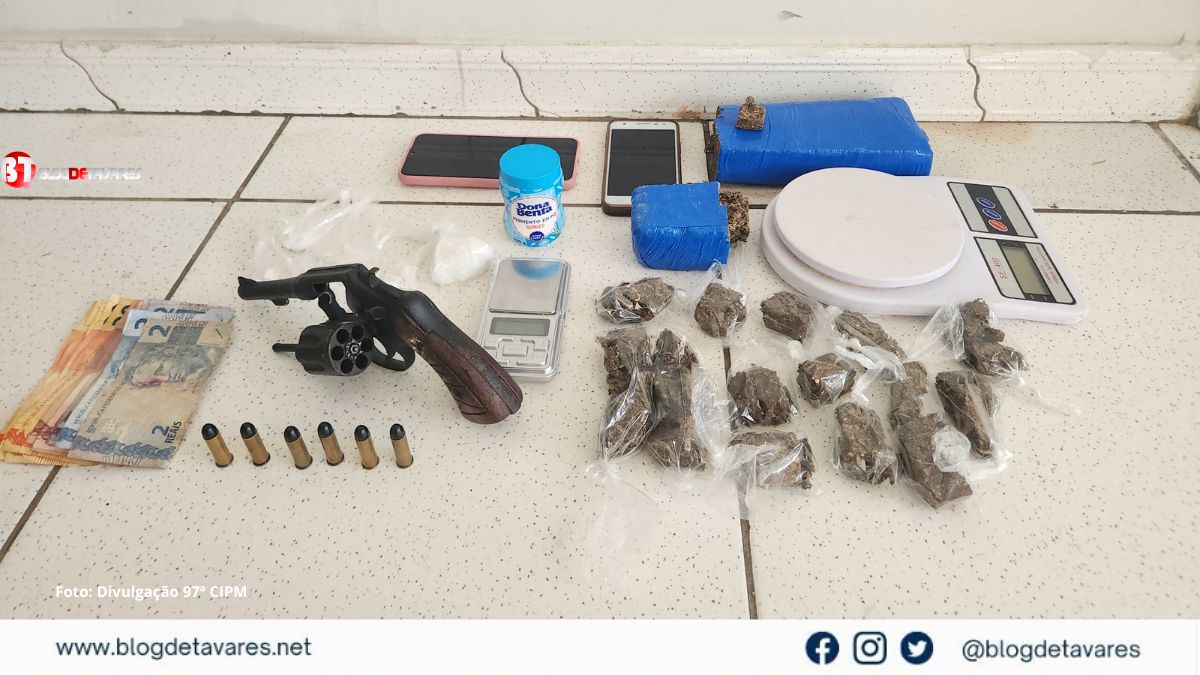 Dois suspeitos presos com arma de fogo, maconha e cocaína em Santanópolis