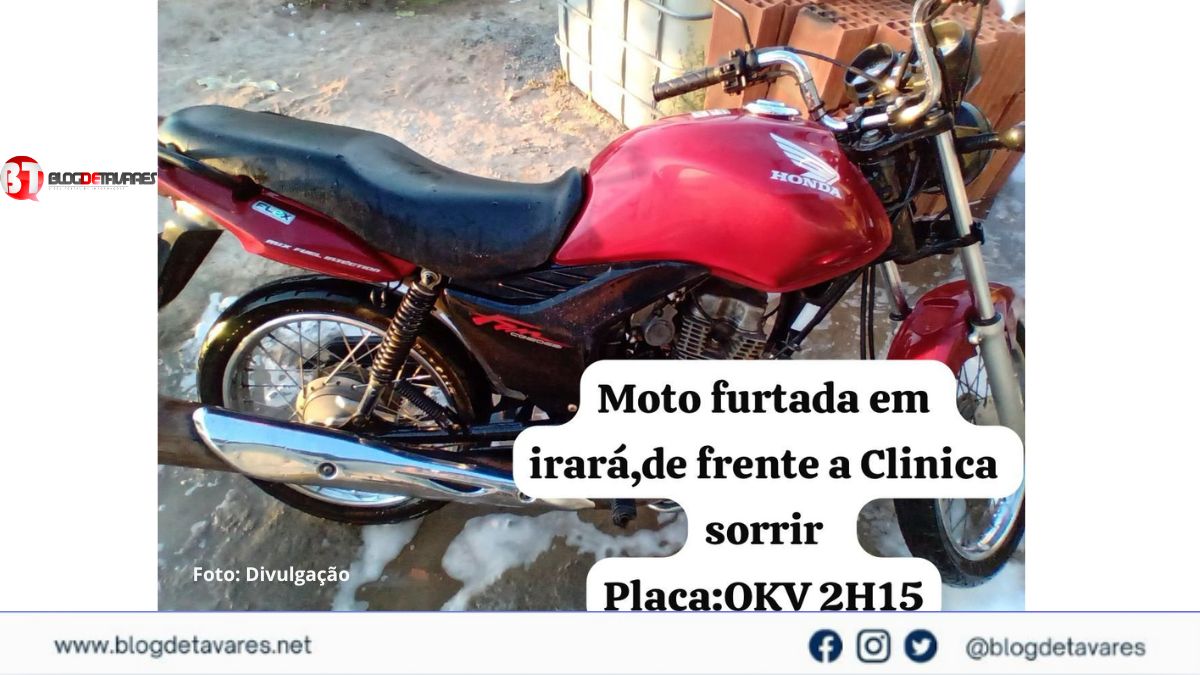 Motocicleta furtada em frente Clinica no centro de Irará