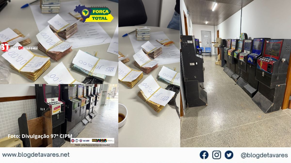 OPERAÇÃO FORÇA TOTAL: 97ª CIPM apreende máquinas de jogos de azar em Santanópolis