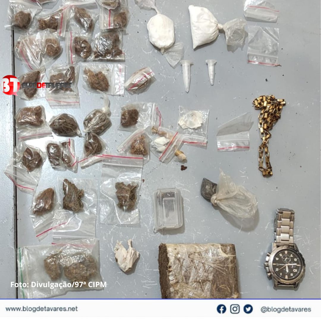 Policiais da 97ª CIPM prenderam homem por tentativa de homicídio e tráfico de drogas em Irará