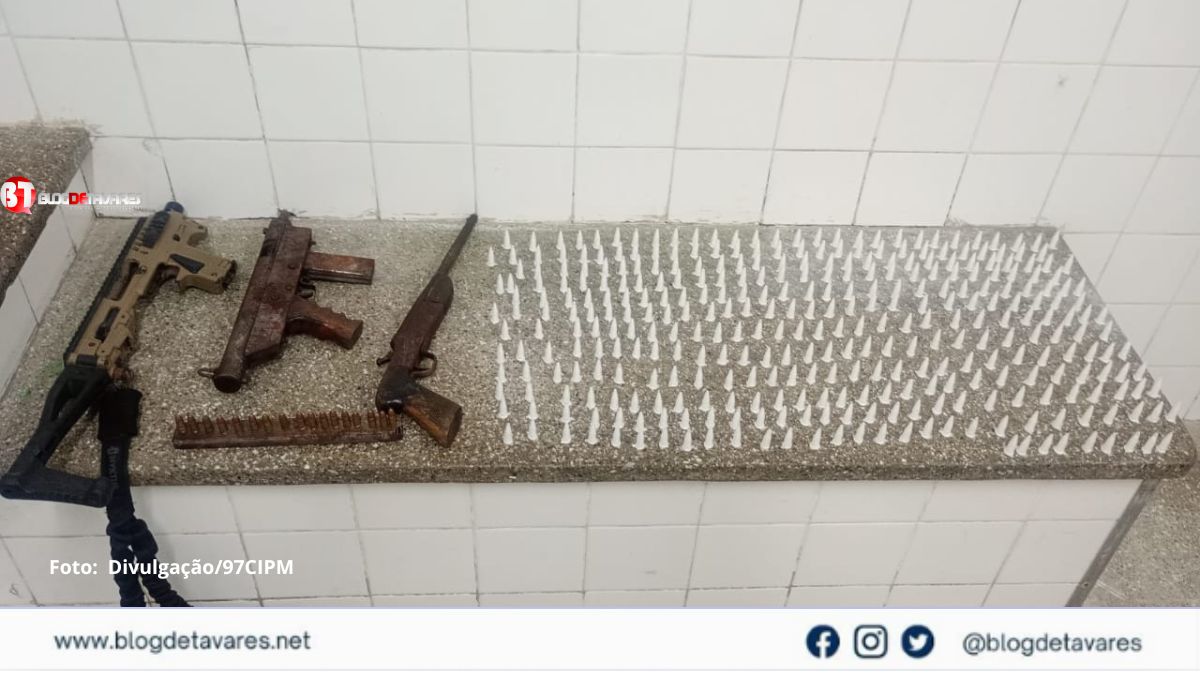 Drogas, munições e submetralhadora são apreendidas pela PM em Conceição do Jacuípe