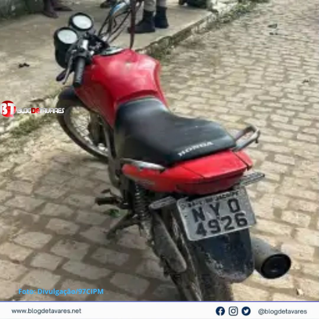 Policiais da 97ª CIPM recuperam moto com restrição de furto/roubo; condutor, adolescente, foi apreendido 