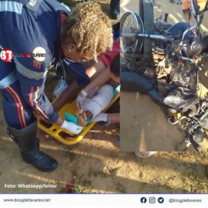 Duas pessoas ficam feridas após forte colisão entre motos em Coração de Maria