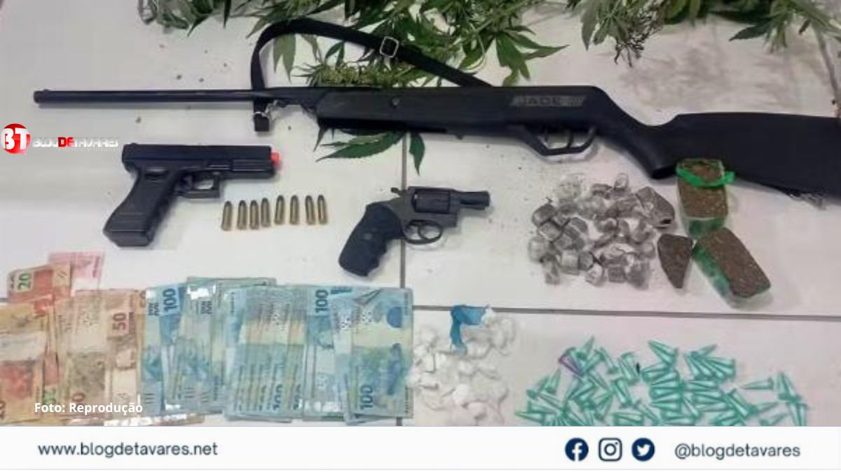 Operação que investiga homicídio apreende arma e drogas
