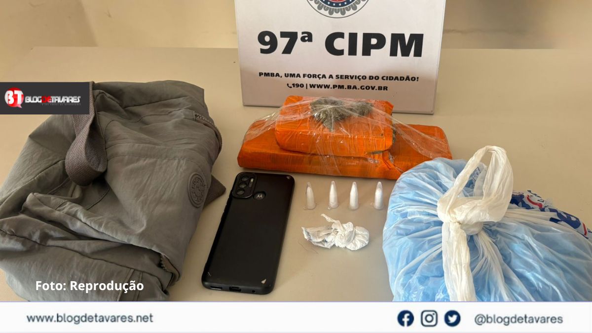 IRARÁ: PETO prende homem com farta quantidade de cocaína no fundo do Mercado de Carnes