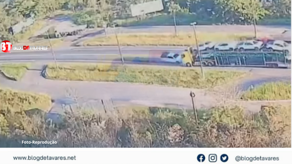 Caminhão cegonha na contramão, colide com caminhonete na BR-101; passageiro de veículo morre e motorista fica em estado grave; veja a impressionante imagem  