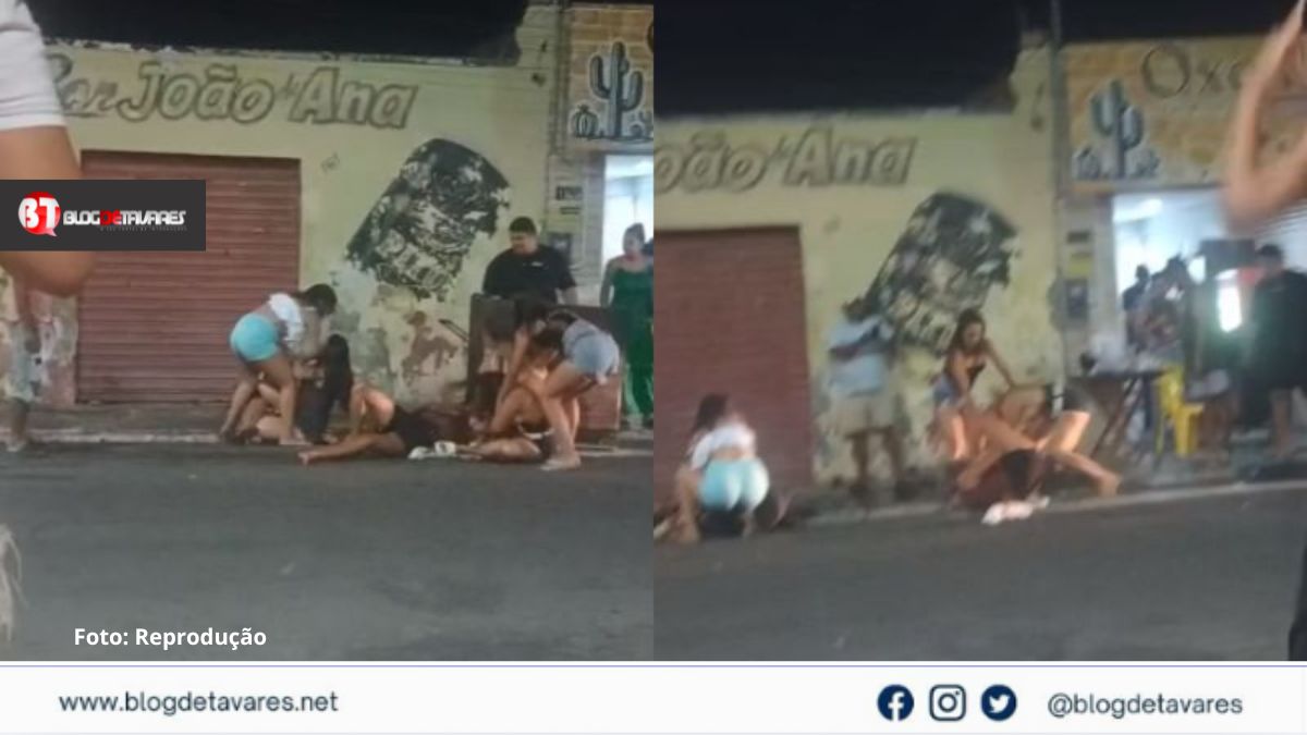 Puxão de cabelo e socos: Mulheres se envolvem em pancadaria generalizada no meio da rua; assista 