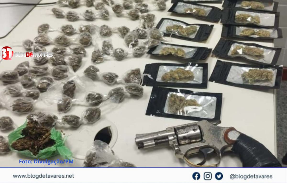 Polícia Militar prende suspeito por porte ilegal de arma de fogo e tráfico de drogas em Feira de Santana 