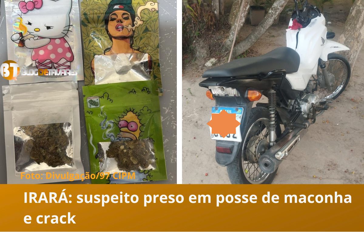 IRARÁ: suspeito preso em posse de maconha e crack