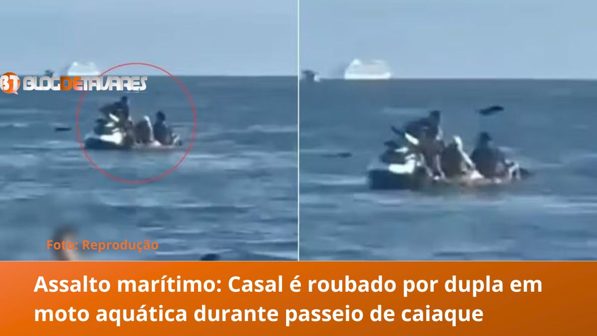 Casal é roubado por dupla em moto aquática durante passeio de caiaque; veja vídeo 