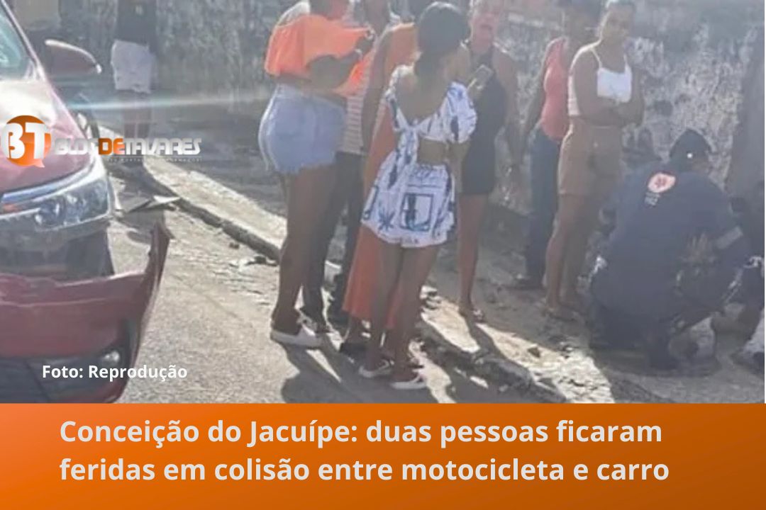 Conceição do Jacuípe: duas pessoas ficaram feridas em colisão entre motocicleta e carro  
