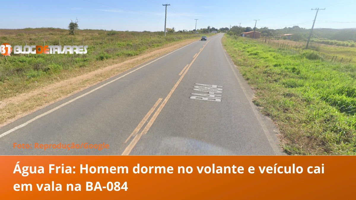 Água Fria: Homem dorme no volante e veículo cai em vala na BA-084