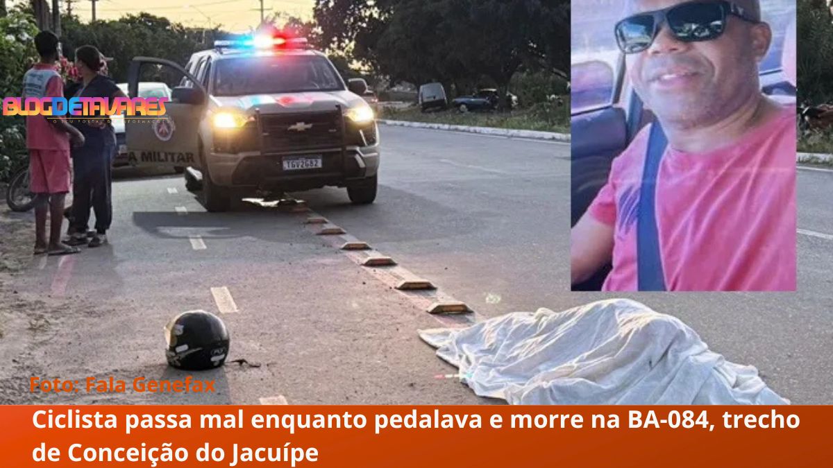 Ciclista passa mal enquanto pedalava e morre na BA-084, trecho de Conceição do Jacuípe 