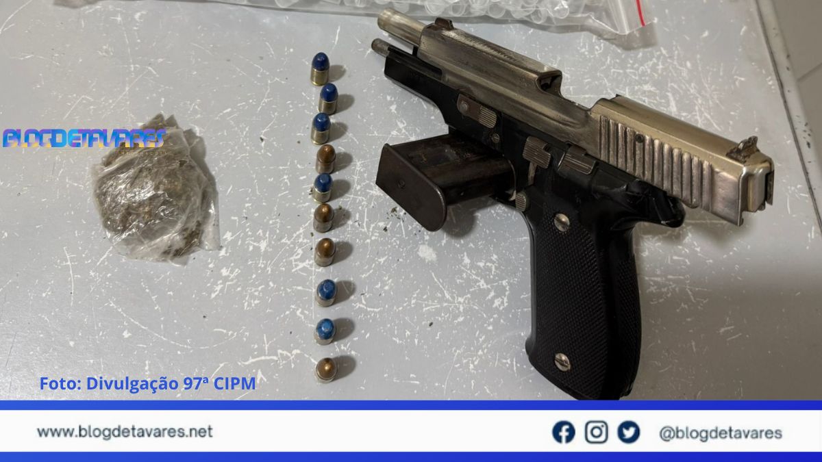 IRARÁ: 97ª CIPM, apreende drogas e pistola 9mm, após tentativas de homicídios; autores conseguem fugir