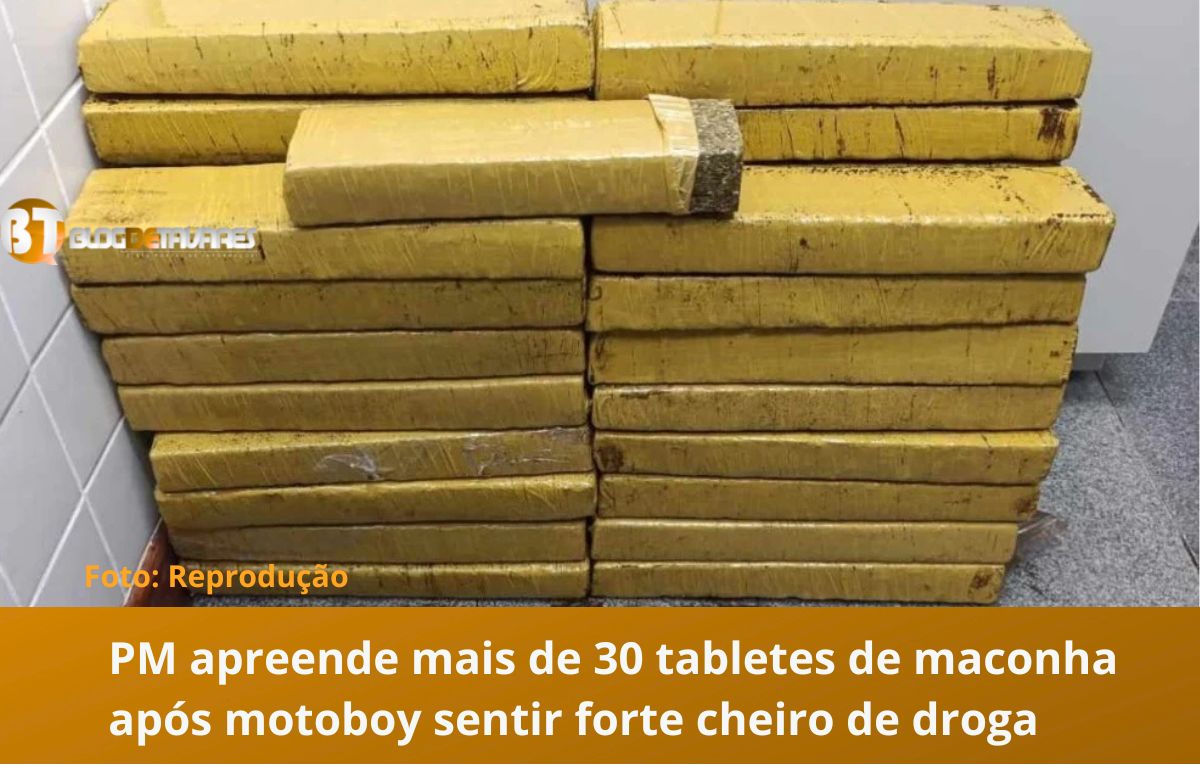 PM apreende mais de 30 tabletes de maconha após motoboy sentir forte cheiro de droga 