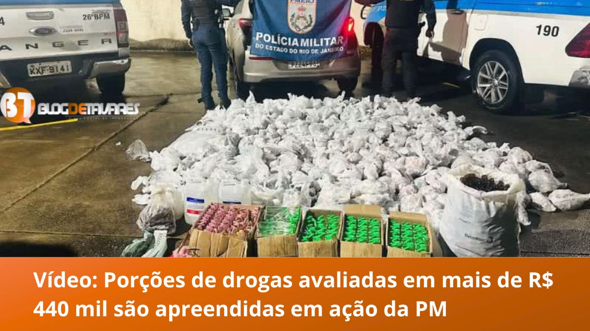 Vídeo: Porções de drogas avaliadas em mais de R$ 440 mil são apreendidas em ação da PM 