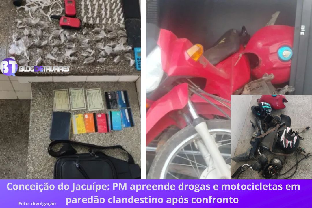 Conceição do Jacuípe: PM apreende drogas e motocicletas em paredão clandestino após confronto