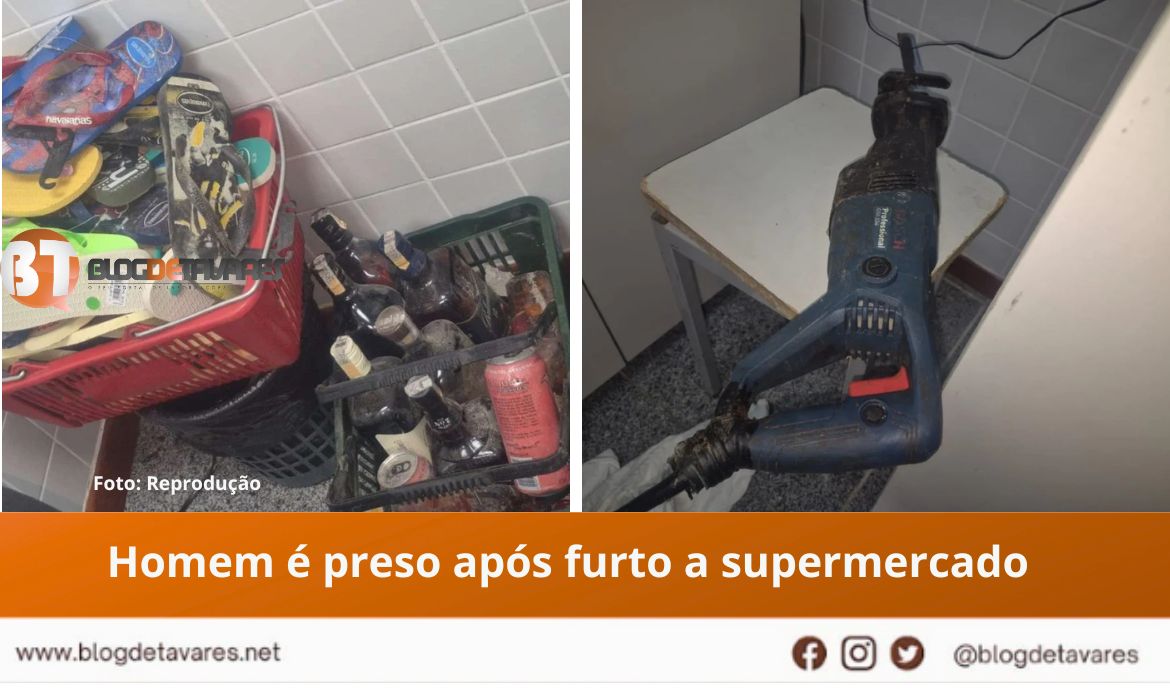 Homem é preso após furto a supermercado