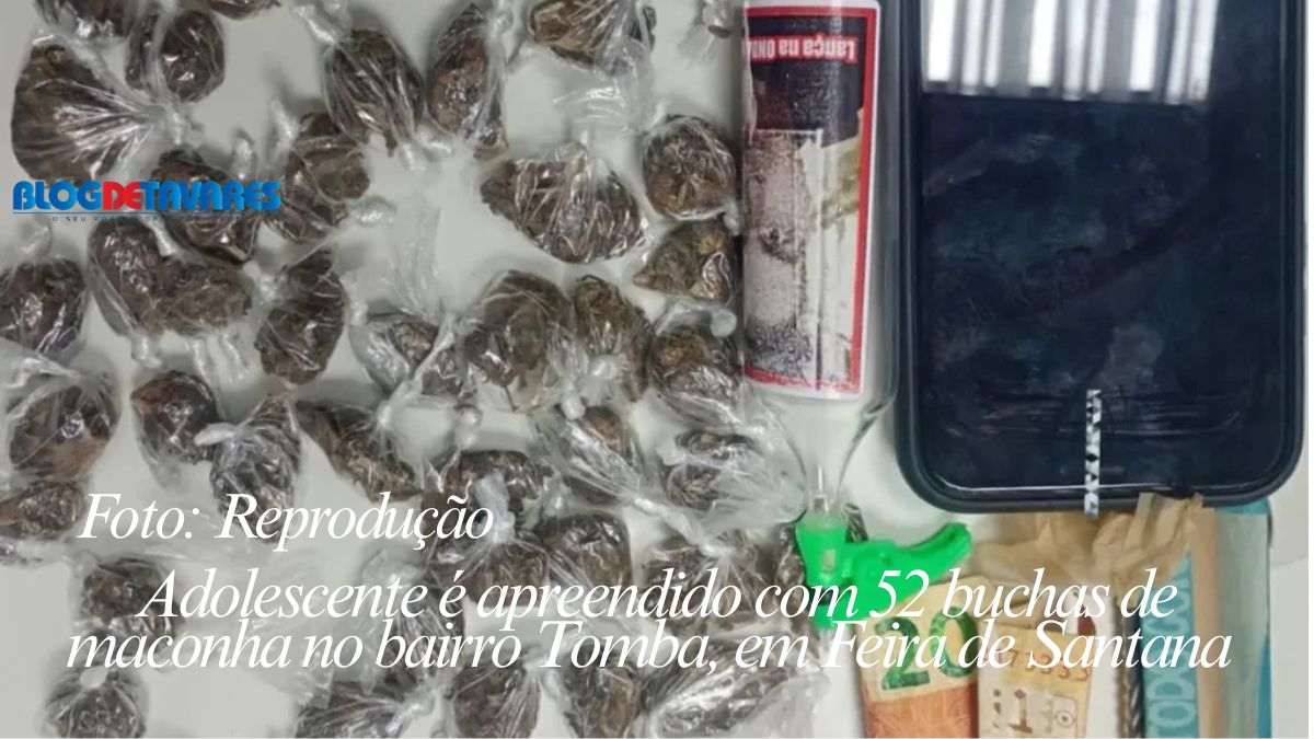 Adolescente é apreendido com 52 buchas de maconha no bairro Tomba, em Feira de Santana 