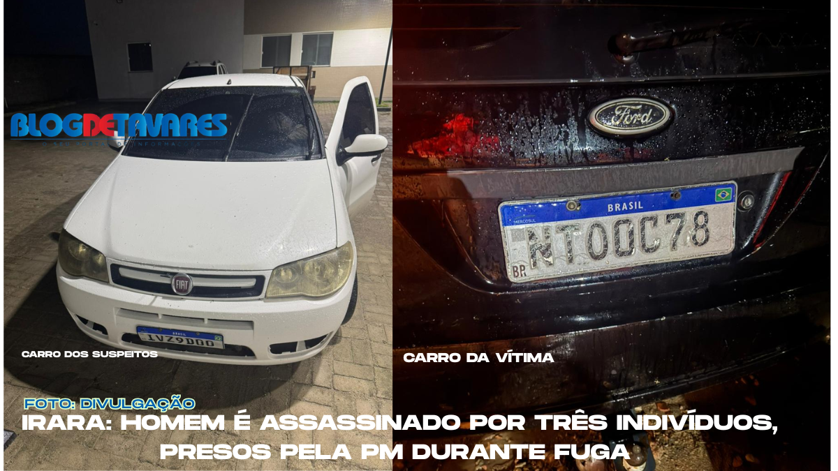 IRARA: homem é assassinado por três indivíduos, presos pela PM durante fuga