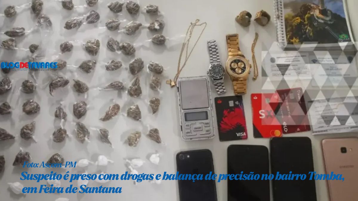  Suspeito é preso com drogas e balança de precisão no bairro Tomba, em Feira de Santana