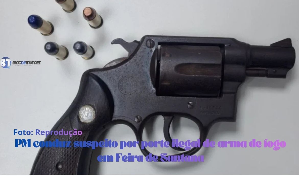 PM conduz suspeito por porte ilegal de arma de fogo em Feira de Santana 
