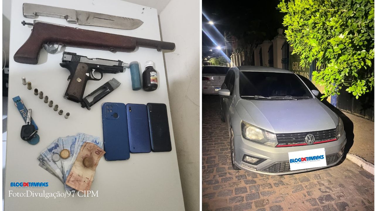 IRARA: 97 CIPM apreende armas de fogo e três homens foram apresentados à Delegacia Territorial