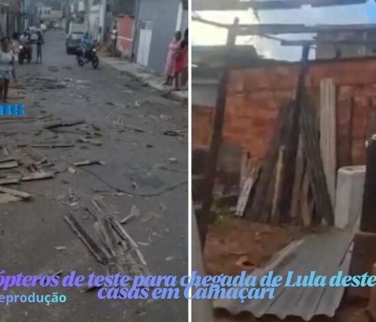 Helic&oacute;pteros de teste para chegada de Lula destelham casas em Cama&ccedil;ari&nbsp;