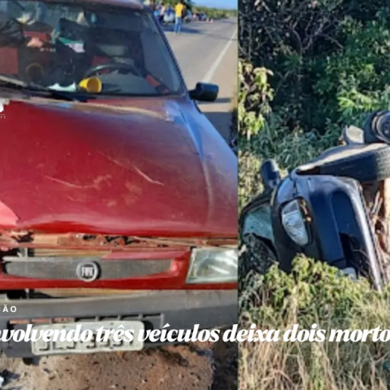 Colis&atilde;o envolvendo tr&ecirc;s ve&iacute;culos deixa dois mortos e um ferido