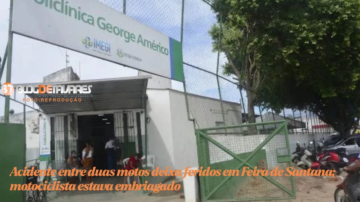 Acidente entre duas motos deixa feridos em Feira de Santana; motociclista estava embriagado 