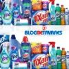 Assorted household cleaning products (detergents, soaps, and cleaners) lined up, featuring Ype and Tixan brands with a Blog Detavares watermark in the center.