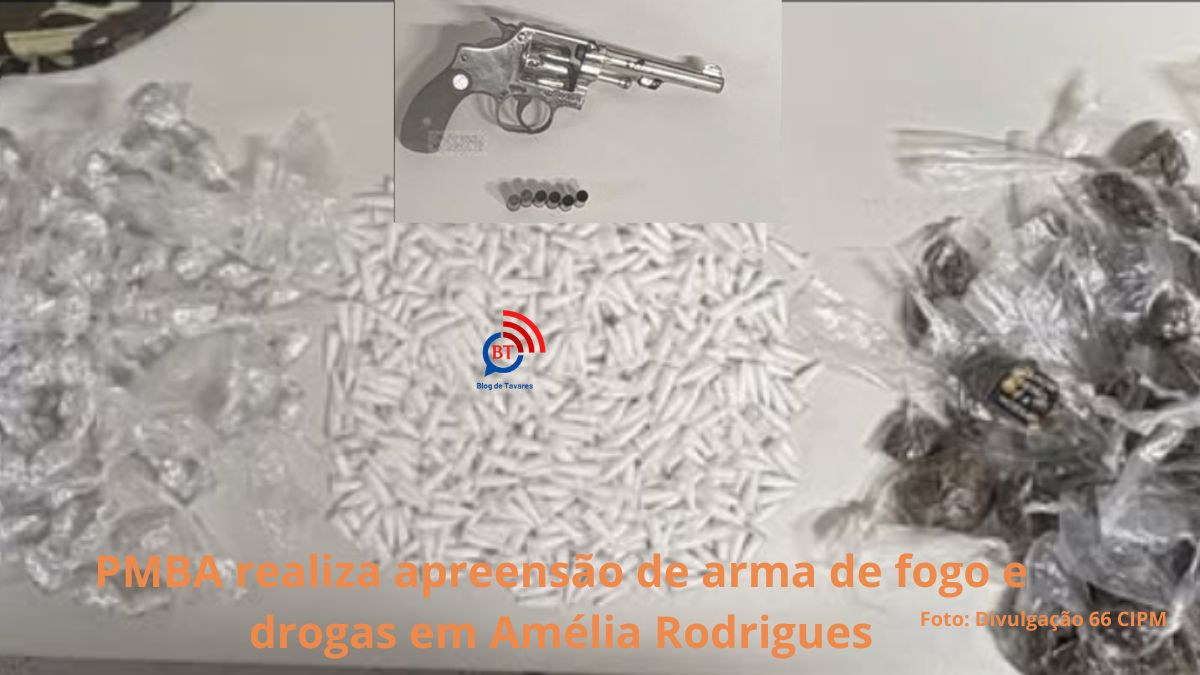 PMBA realiza apreensão de arma de fogo e drogas em Amélia Rodrigues