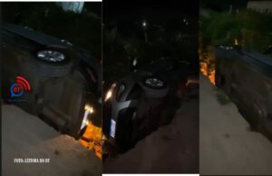 &nbsp;IRAR&Aacute;: Ve&iacute;culo cai em cratera no Loteamento Itamar