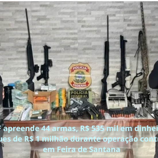 PF apreende 44 armas, R$ 535 mil em dinheiro e cheques de R$ 1 milhão durante operação contra CACs em Feira de Santana