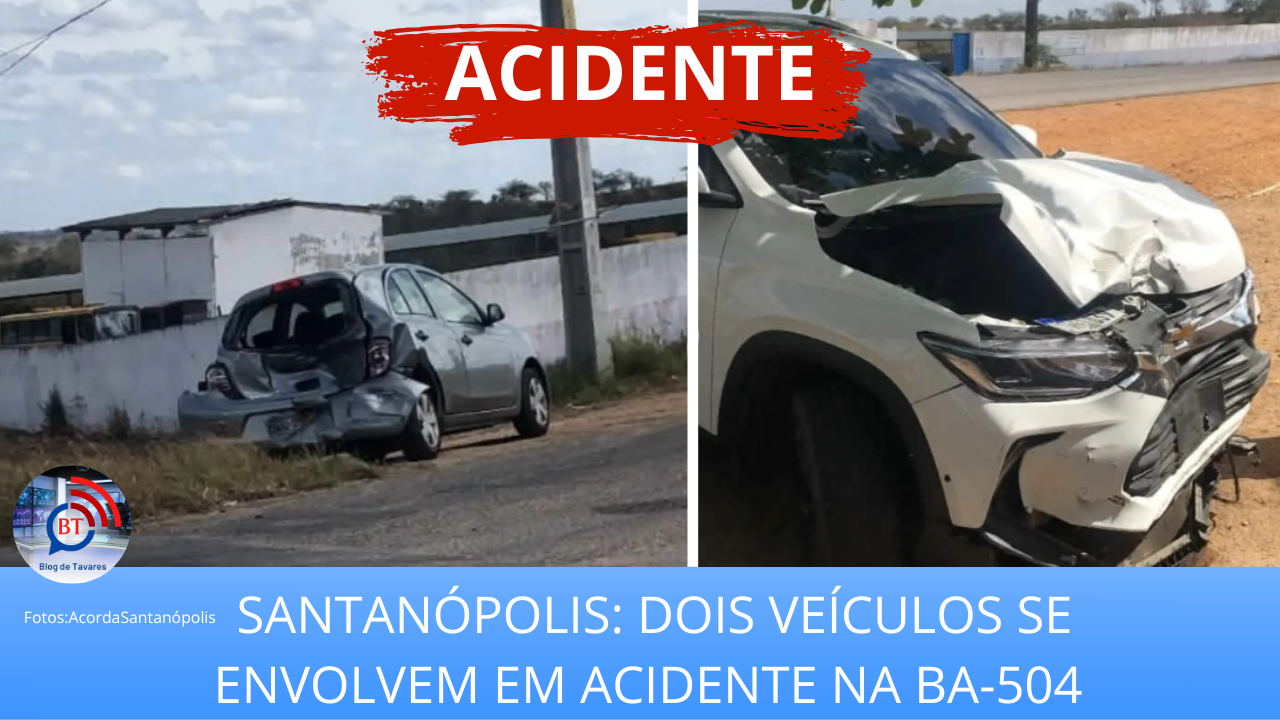 Colisão entre veículos é registrada na BA-504, em Santanópolis